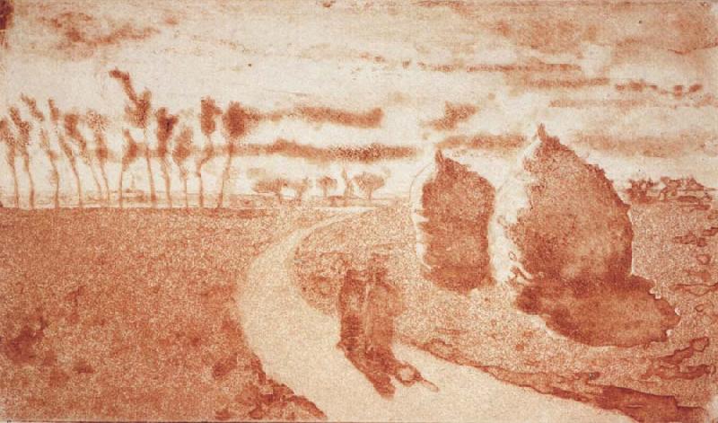 Camille Pissarro Twilight with haystacks Sweden oil painting art